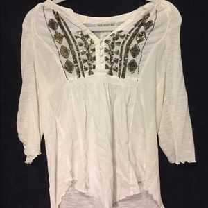VINTAGE AMERICA WHITE BLOUSE WITH GOLD SEQUENCE